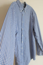 L.L. Bean Traditional Fit Blue Gingham Long Sleeved Button Down Shirt | XL Tall