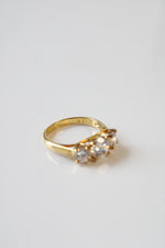 925 Gold Stone Tri-Stone CZ Ring | Size 7