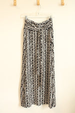 NEW NY Collection Black and White Printed Stretch Maxi Skirt with Tie | L