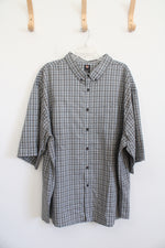 Dickies Relaxed Fit Green/Gray & White Plaid Button Down Shirt | 4XL