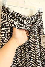NEW NY Collection Black and White Printed Stretch Maxi Skirt with Tie | L