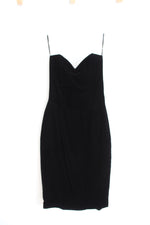 Vintage Jessica McClintock Black Velvet Strapless Dress | 6