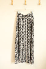 NEW NY Collection Black and White Printed Stretch Maxi Skirt with Tie | L