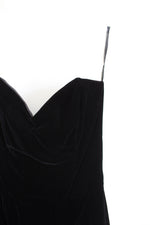Vintage Jessica McClintock Black Velvet Strapless Dress | 6