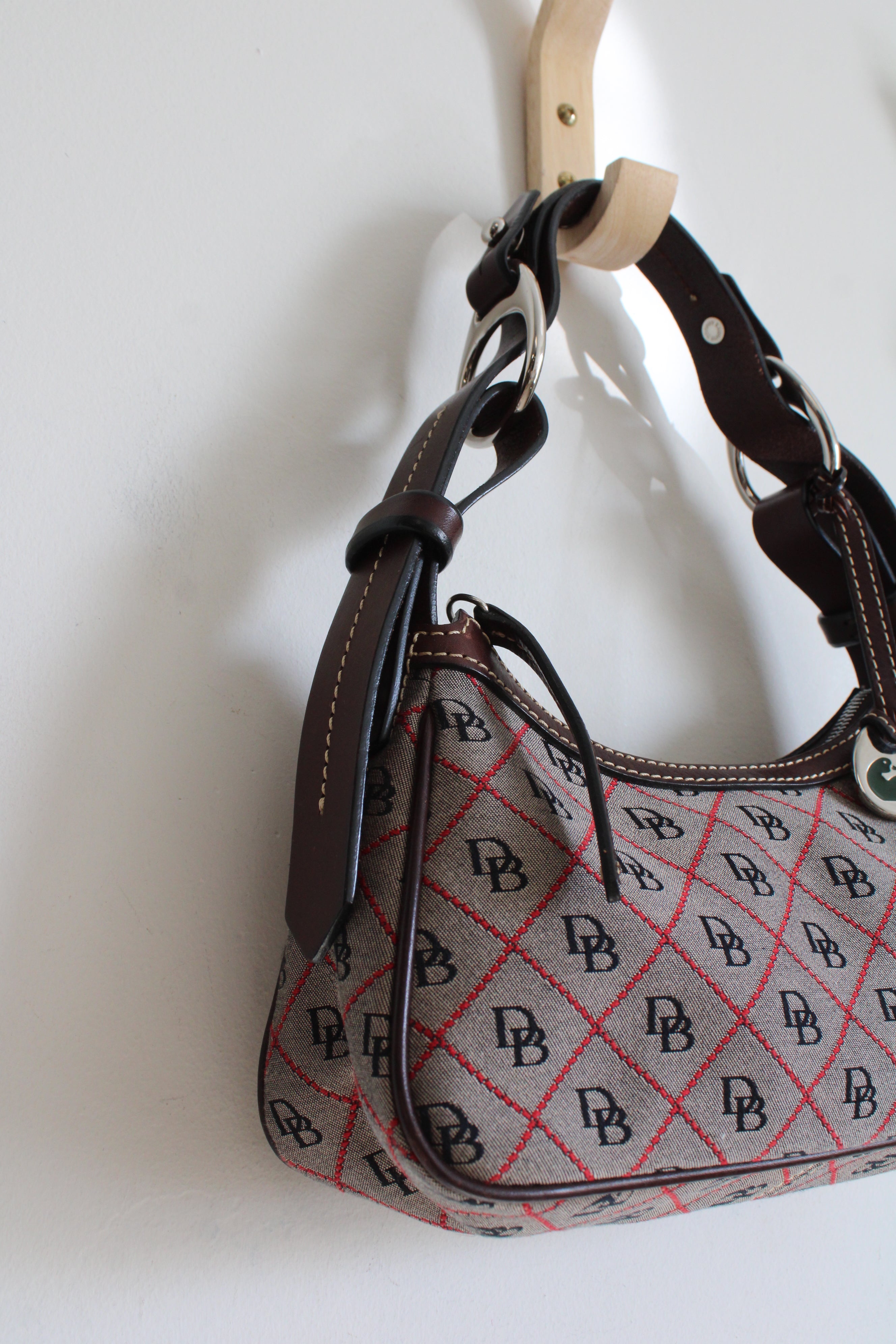 Dooney & Bourke Hobo Tan & Red Signature Logo Handbag