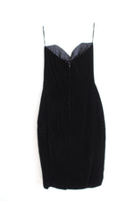 Vintage Jessica McClintock Black Velvet Strapless Dress | 6