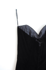 Vintage Jessica McClintock Black Velvet Strapless Dress | 6
