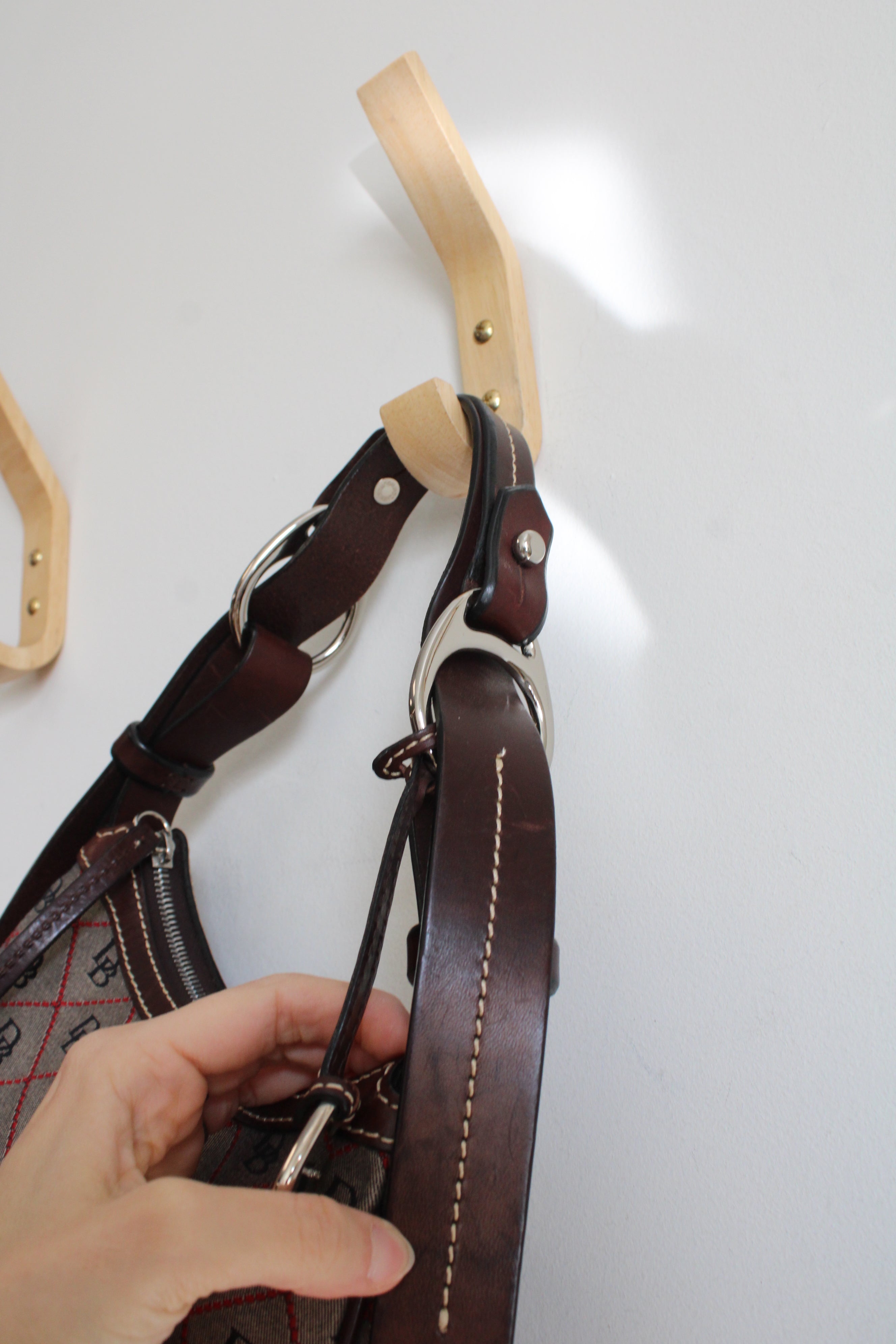 Dooney & Bourke Hobo Tan & Red Signature Logo Handbag