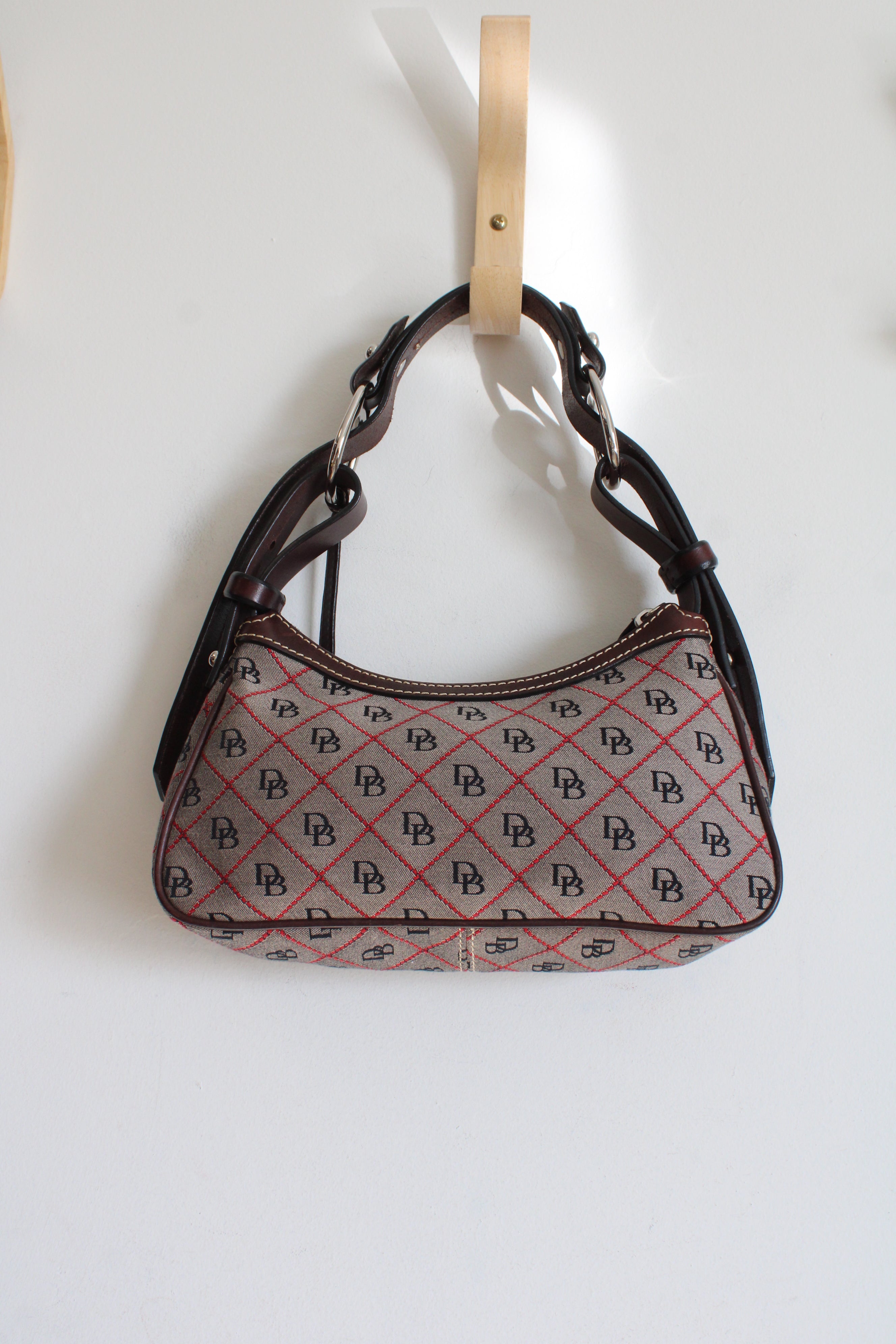 Dooney & Bourke Hobo Tan & Red Signature Logo Handbag