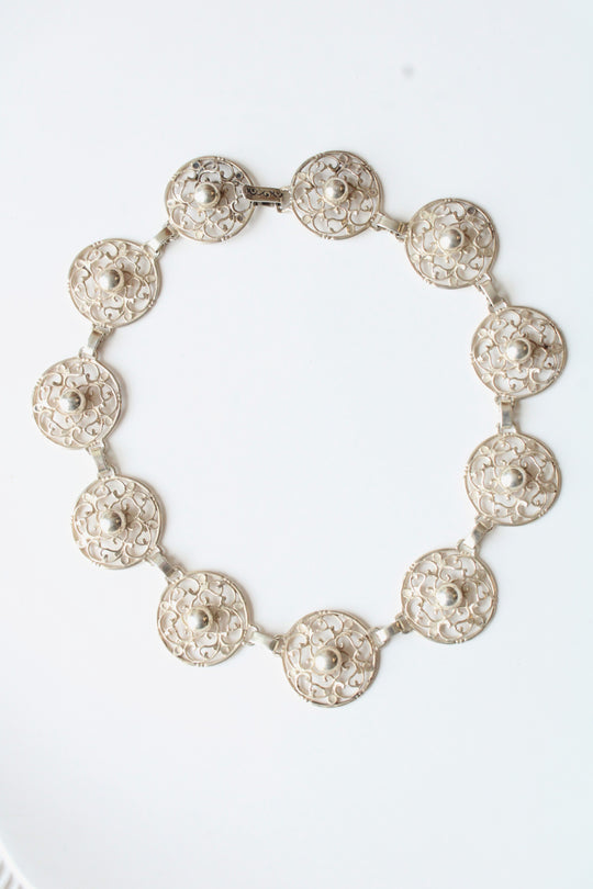 Sterling Silver Filagree Choker Style Necklace