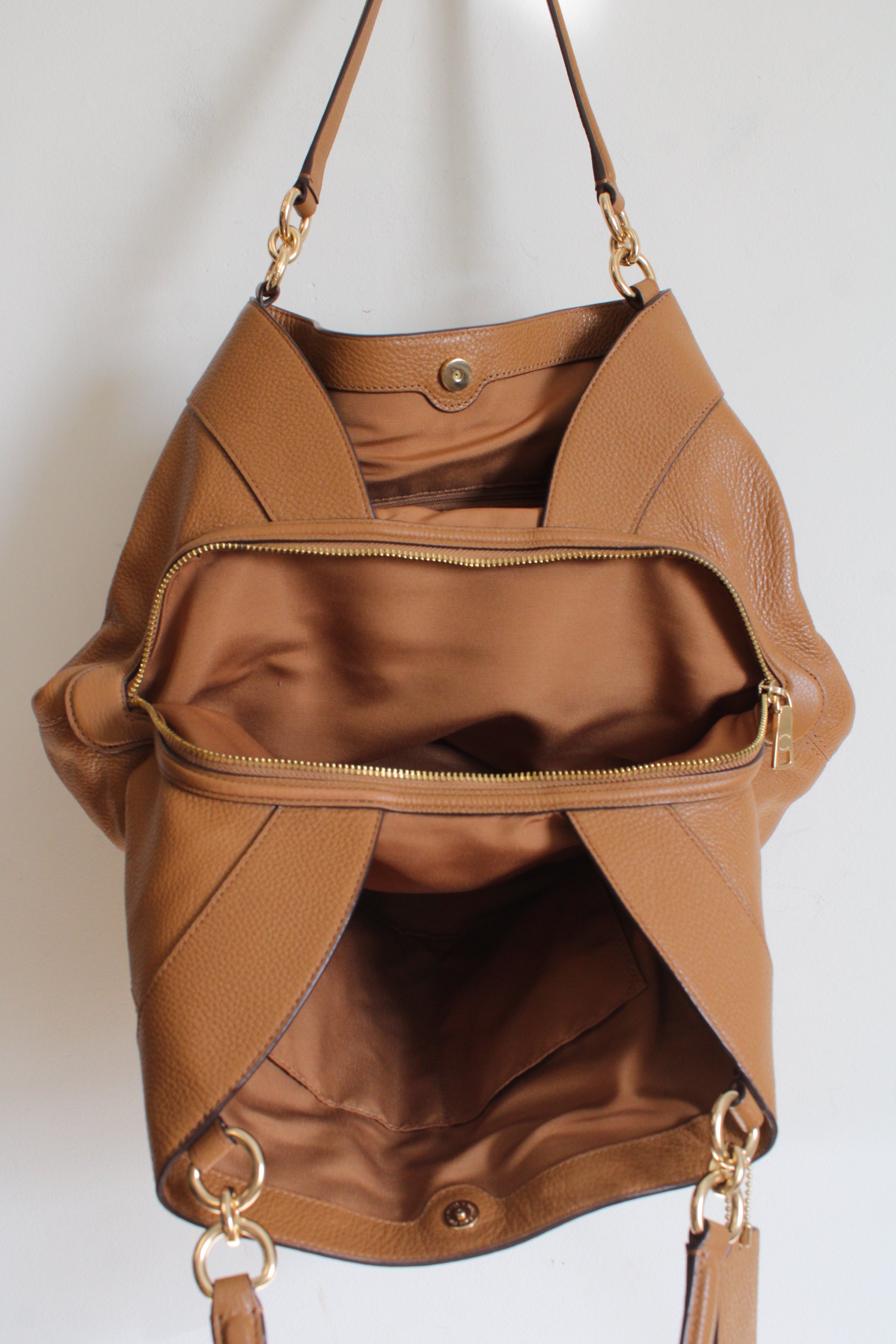 Coach Lexy Pebble Leather Saddle Brown Shoulder Bag