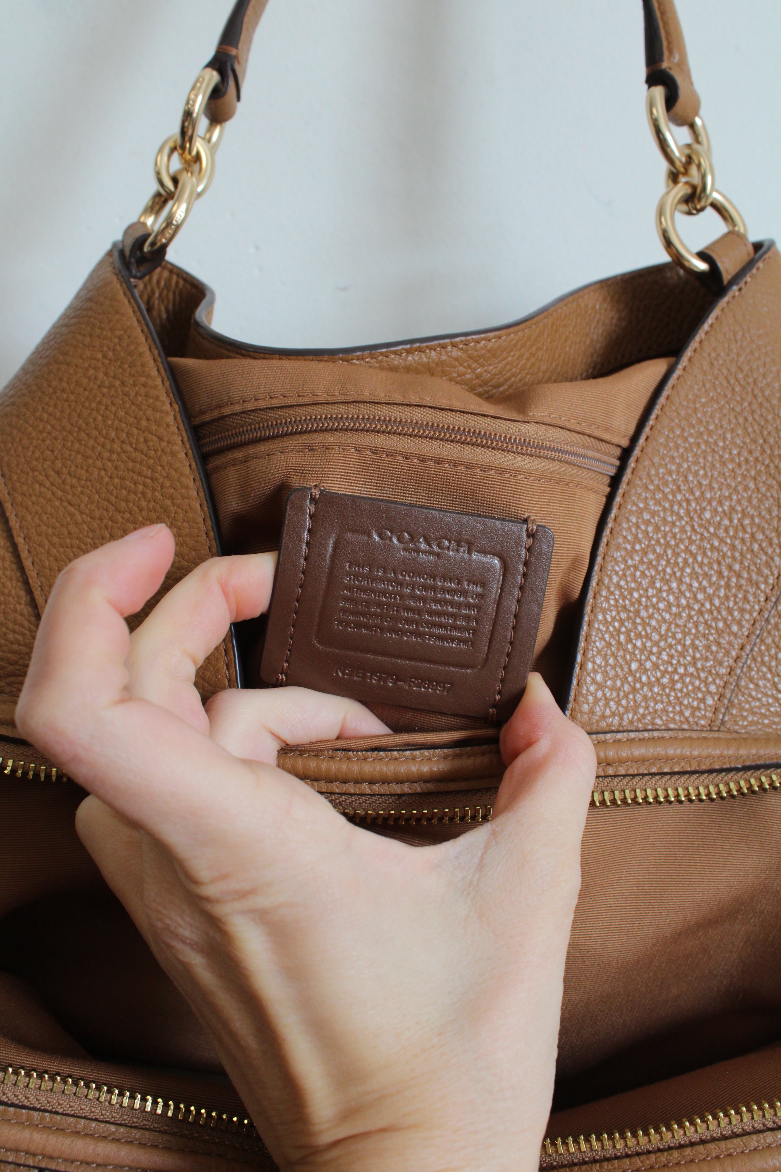 Coach Lexy Pebble Leather Saddle Brown Shoulder Bag