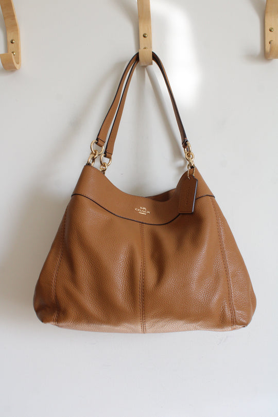 Coach Lexy Pebble Leather Saddle Brown Shoulder Bag