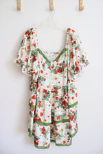 Shein Curve Cream Strawberry & Green Layered Lace Dress | 4XL