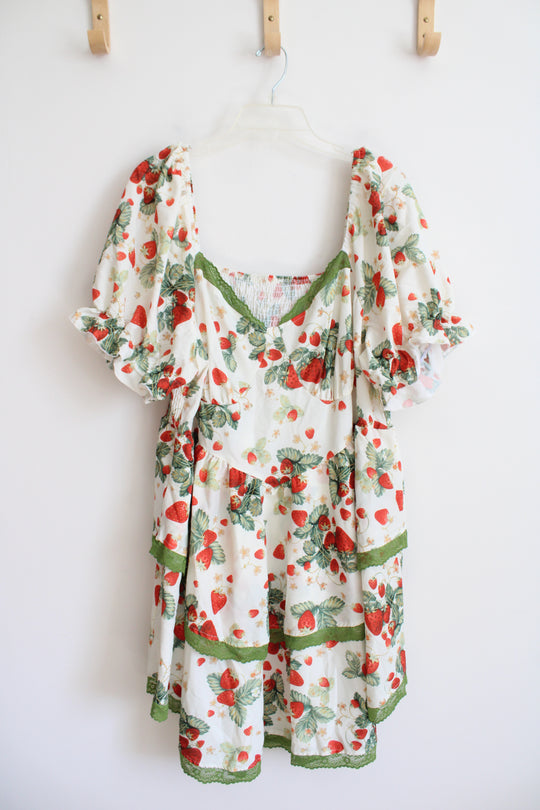 Shein Curve Cream Strawberry & Green Layered Lace Dress | 4XL