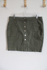 Roebuck & Co. Green Denim Button Down Mini Skirt | 12