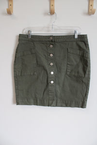 Roebuck & Co. Green Denim Button Down Mini Skirt | 12