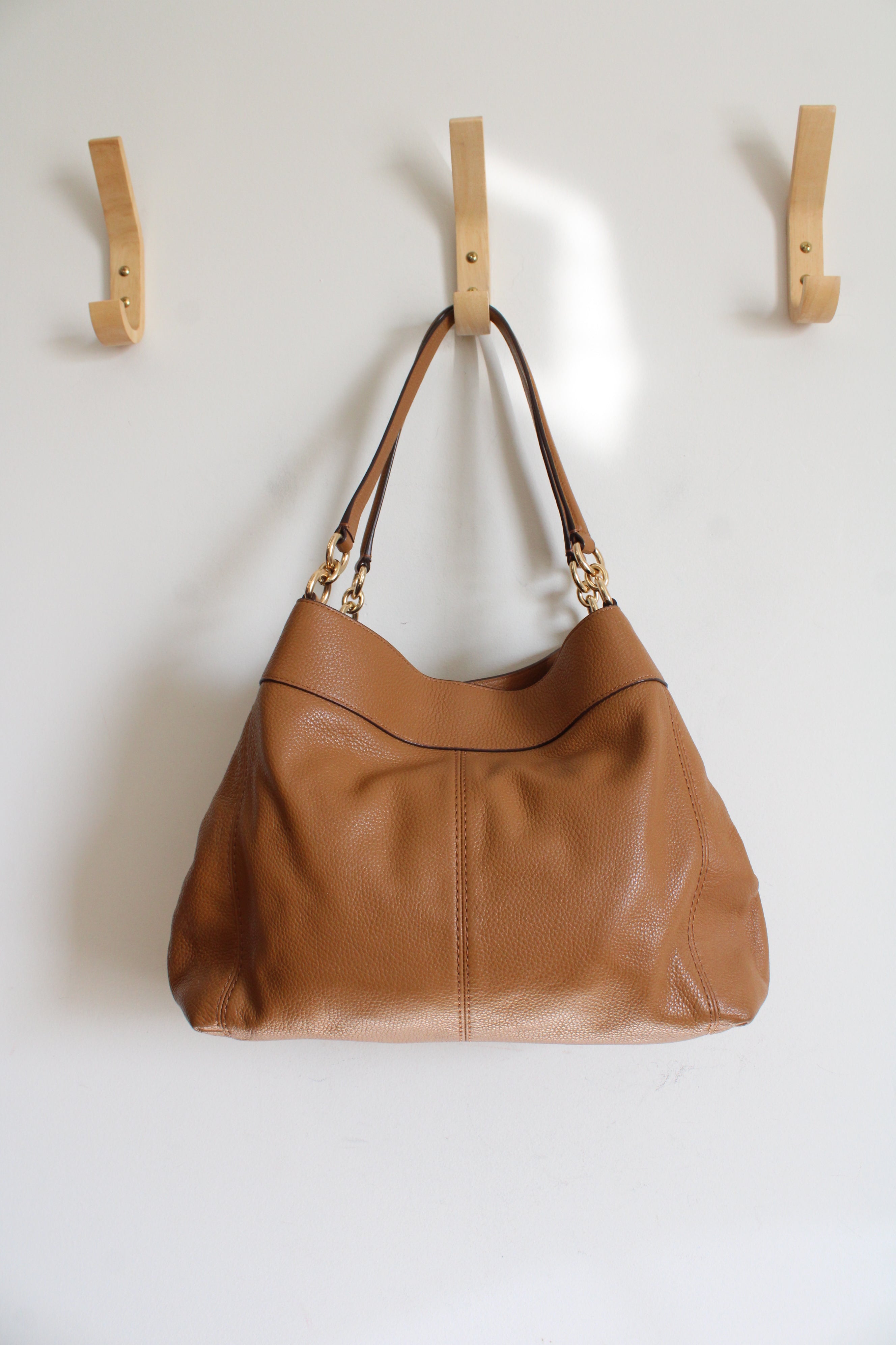 Coach Lexy Pebble Leather Saddle Brown Shoulder Bag