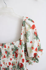 Shein Curve Cream Strawberry & Green Layered Lace Dress | 4XL