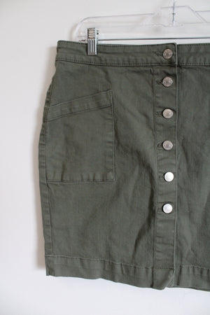 Roebuck & Co. Green Denim Button Down Mini Skirt | 12