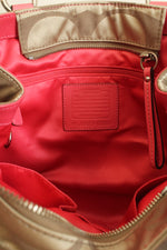 Coach Carly Pink Trim Monogram Shoulder Bag