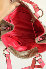 Coach Carly Pink Trim Monogram Shoulder Bag