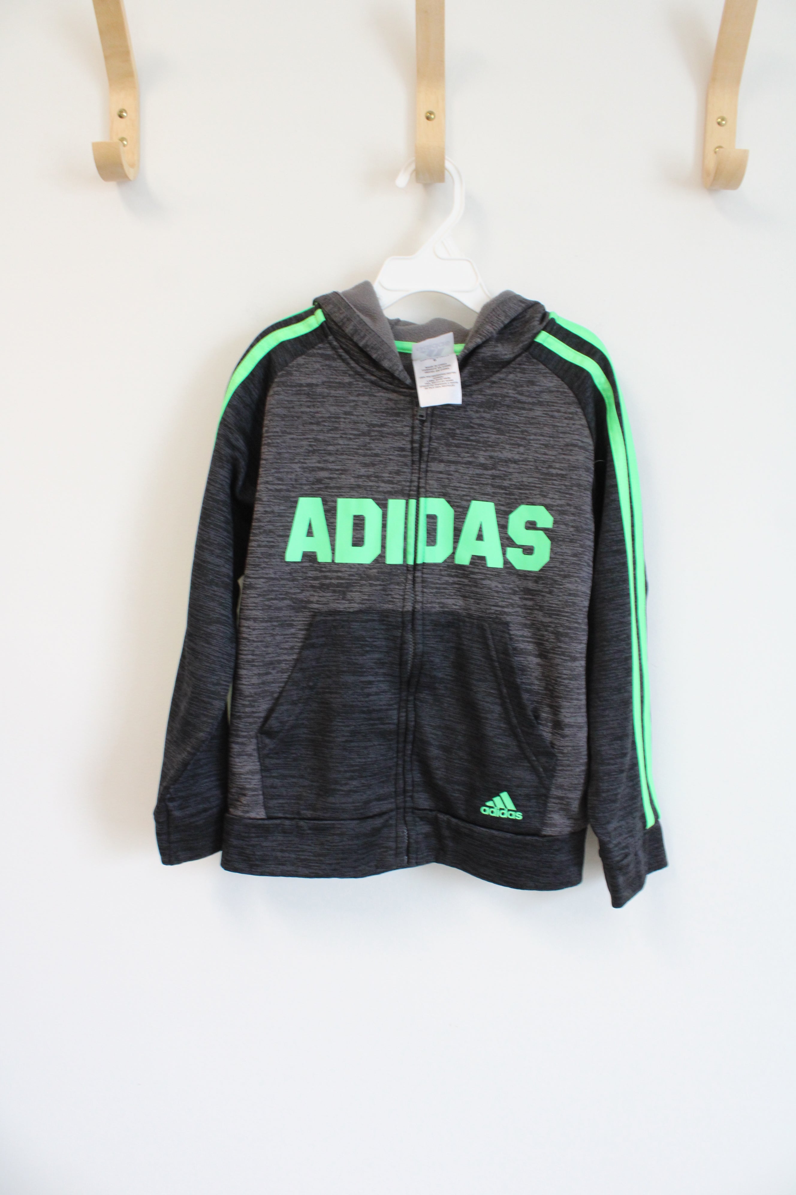 Adidas Green Gray Logo Zip Up Hoodie | 6