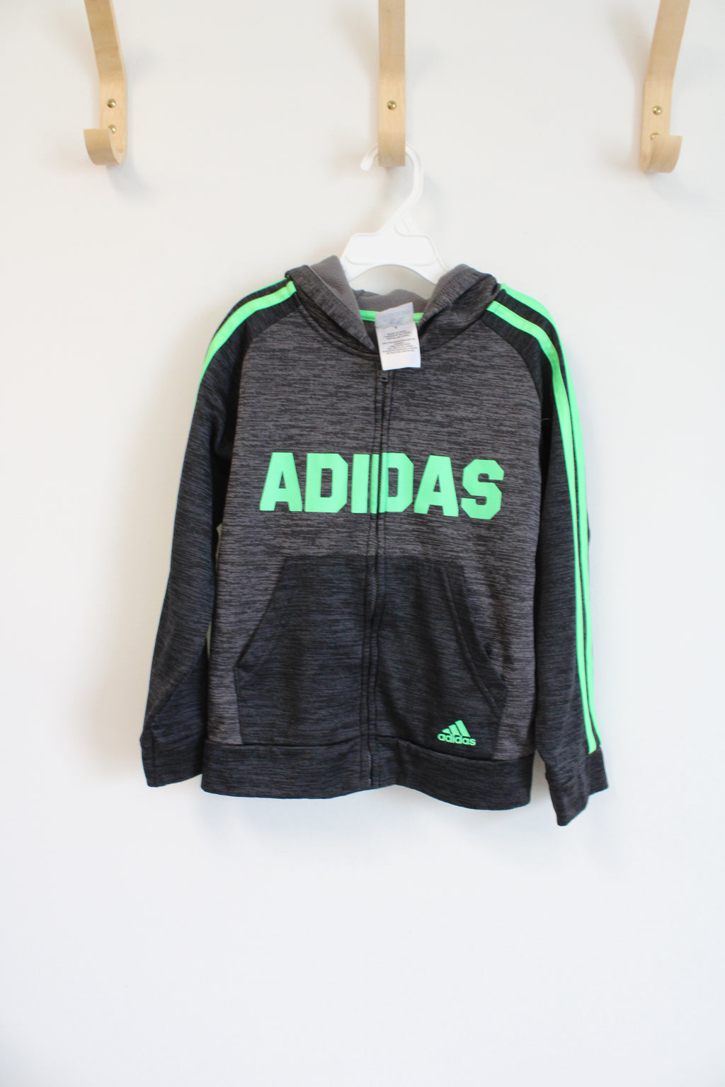 Adidas Green Gray Logo Zip Up Hoodie | 6