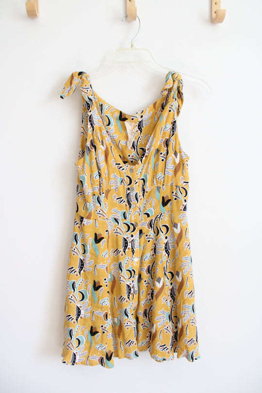 Free People Mustard Gold Fit & Flare Button Down Dress | S