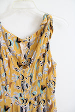 Free People Mustard Gold Fit & Flare Button Down Dress | S