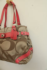 Coach Carly Pink Trim Monogram Shoulder Bag