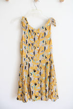 Free People Mustard Gold Fit & Flare Button Down Dress | S