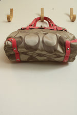Coach Carly Pink Trim Monogram Shoulder Bag