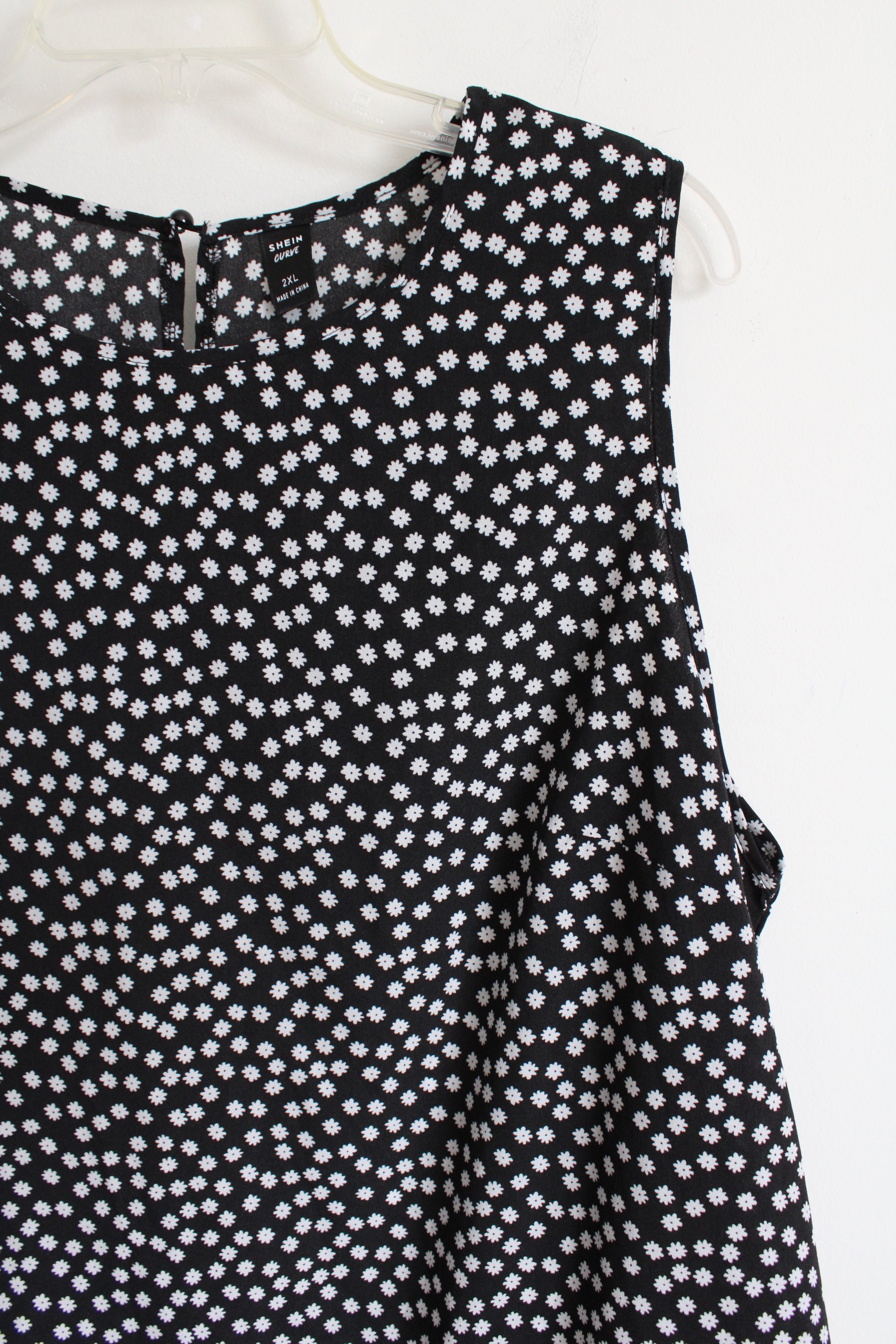 Shein Curve Black White Daisy Dress | 2XL