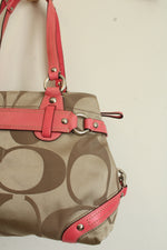 Coach Carly Pink Trim Monogram Shoulder Bag