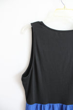 Black & Blue Color Blocked Tiered Dress | 2XL
