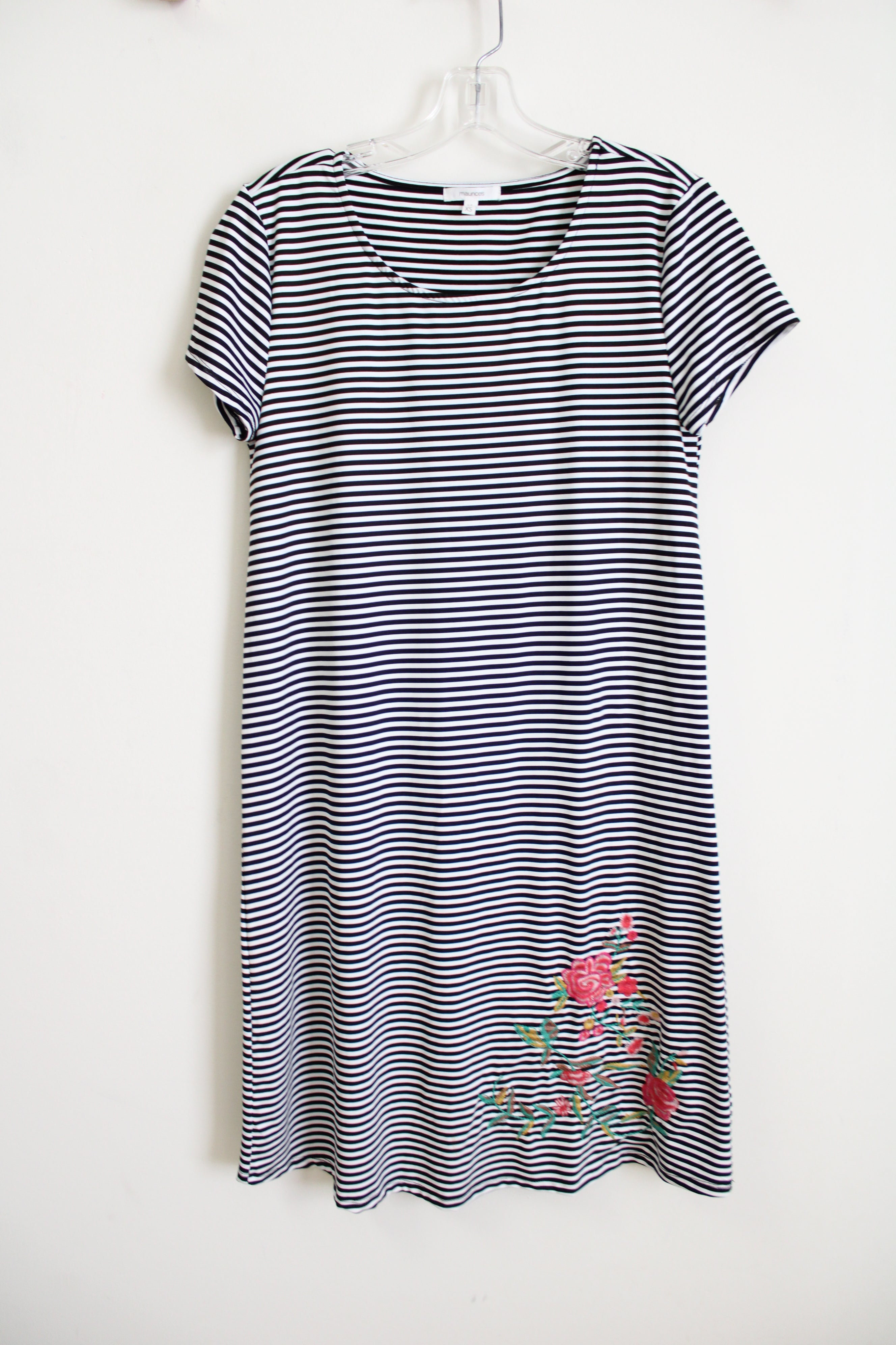Maurices Black Striped Embroidered Bottom dress | XS