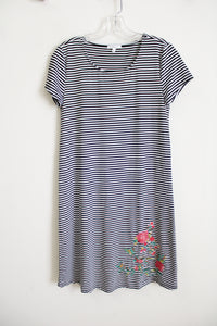Maurices Black Striped Embroidered Bottom dress | XS