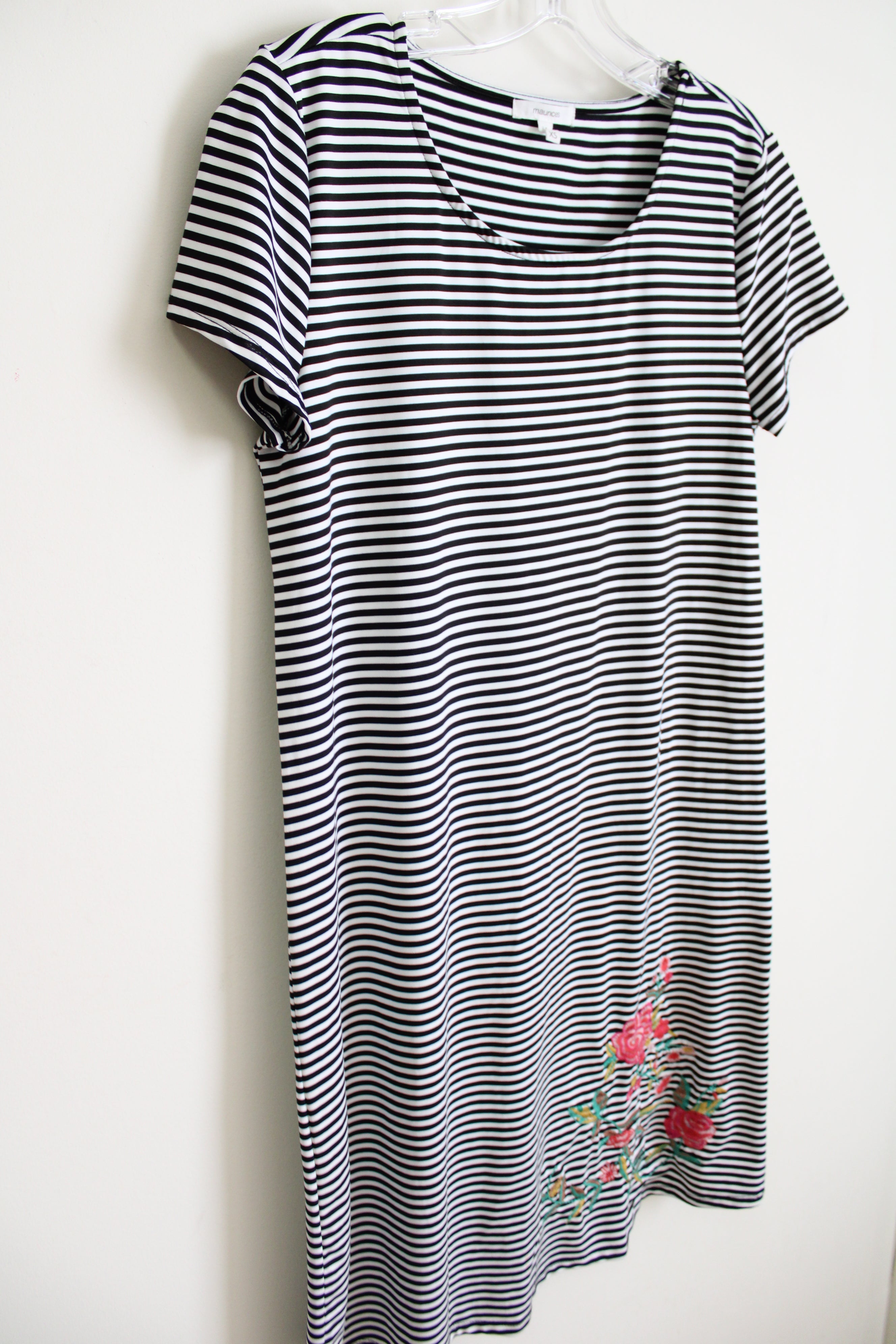 Maurices Black Striped Embroidered Bottom dress | XS