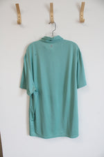 Izod Green and Blue Striped Golf Shirt | XL