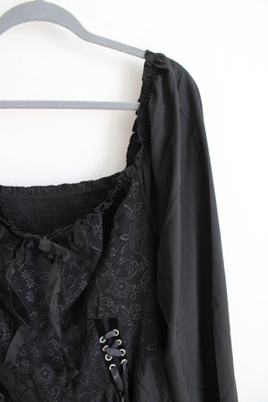 Shein Curve Black Lace Corset Tied Waist Long Sleeved Dress | 4XL Shein Curve Black Lace Corset Tied Waist Long Sleeved Dress | 4XL
