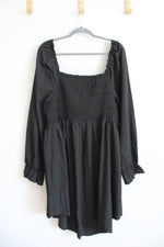 Shein Curve Black Lace Corset Tied Waist Long Sleeved Dress | 4XL