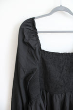 Shein Curve Black Lace Corset Tied Waist Long Sleeved Dress | 4XL