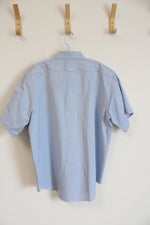Land's End Blue Button Down Short-Sleeved Shirt | L