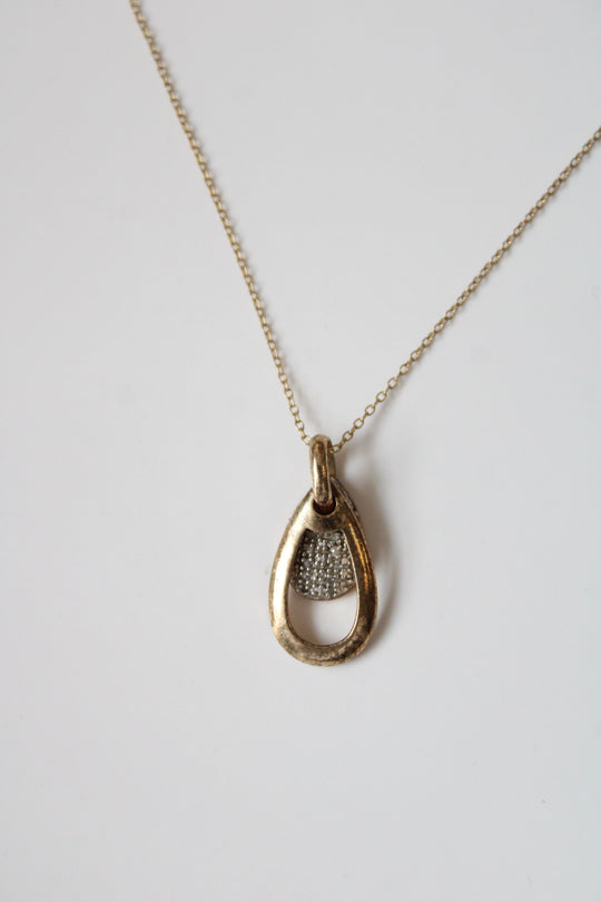 Gold Coated Sterling Silver Teardrop Pendant Necklace