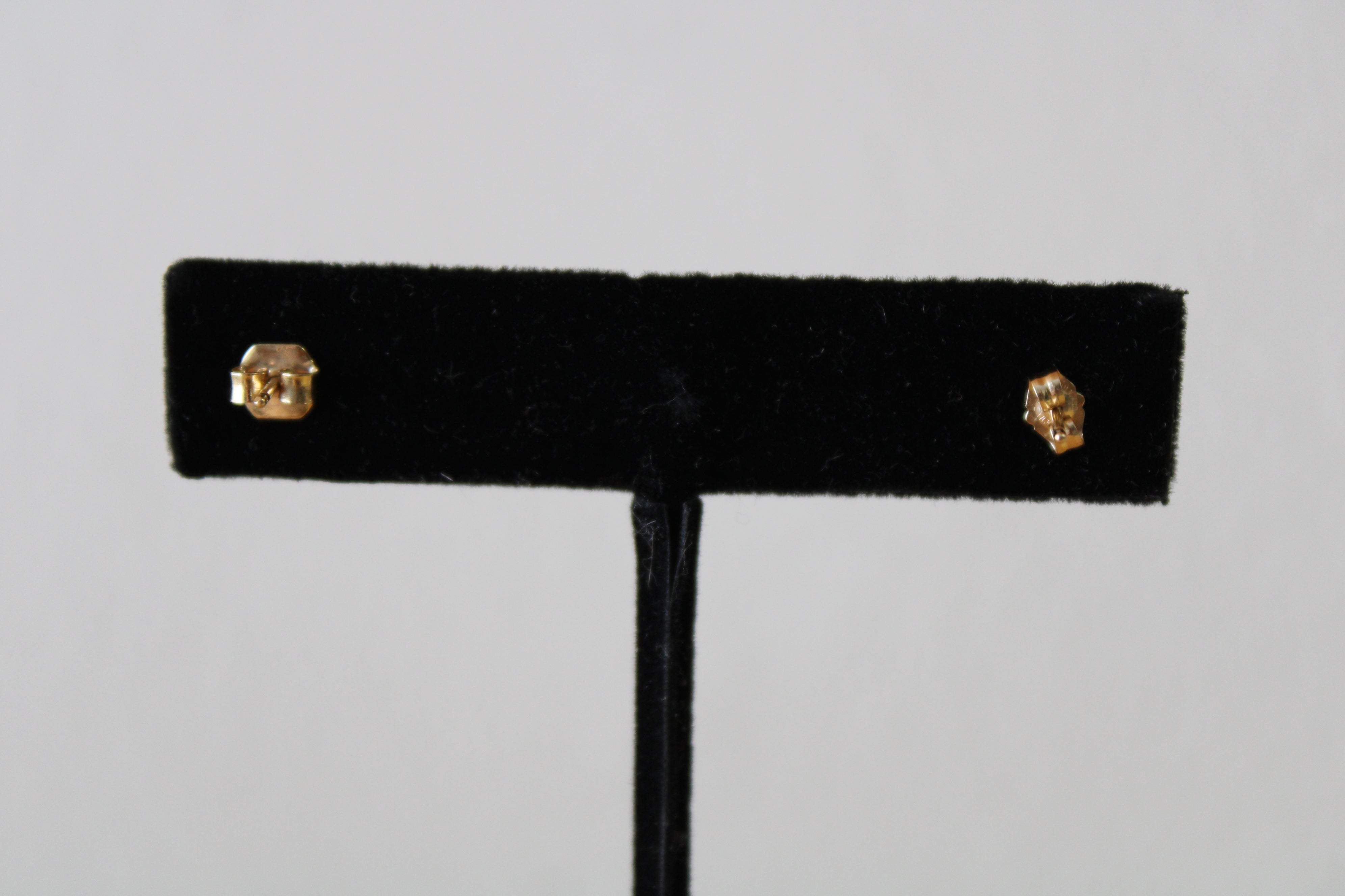 14KT Gold CZ Clear Stone Stud Earrings