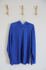 Nike Blue Long-Sleeved Dri-Fit Striped Hooded Athletic Top | XXL