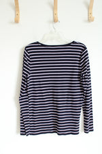 Talbots Blue and White Striped Tee | L