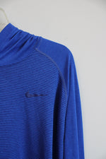 Nike Blue Long-Sleeved Dri-Fit Striped Hooded Athletic Top | XXL