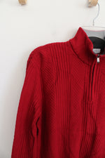 Calvin Klein Red Ribbed 1/4 Zipper Sweater | L
